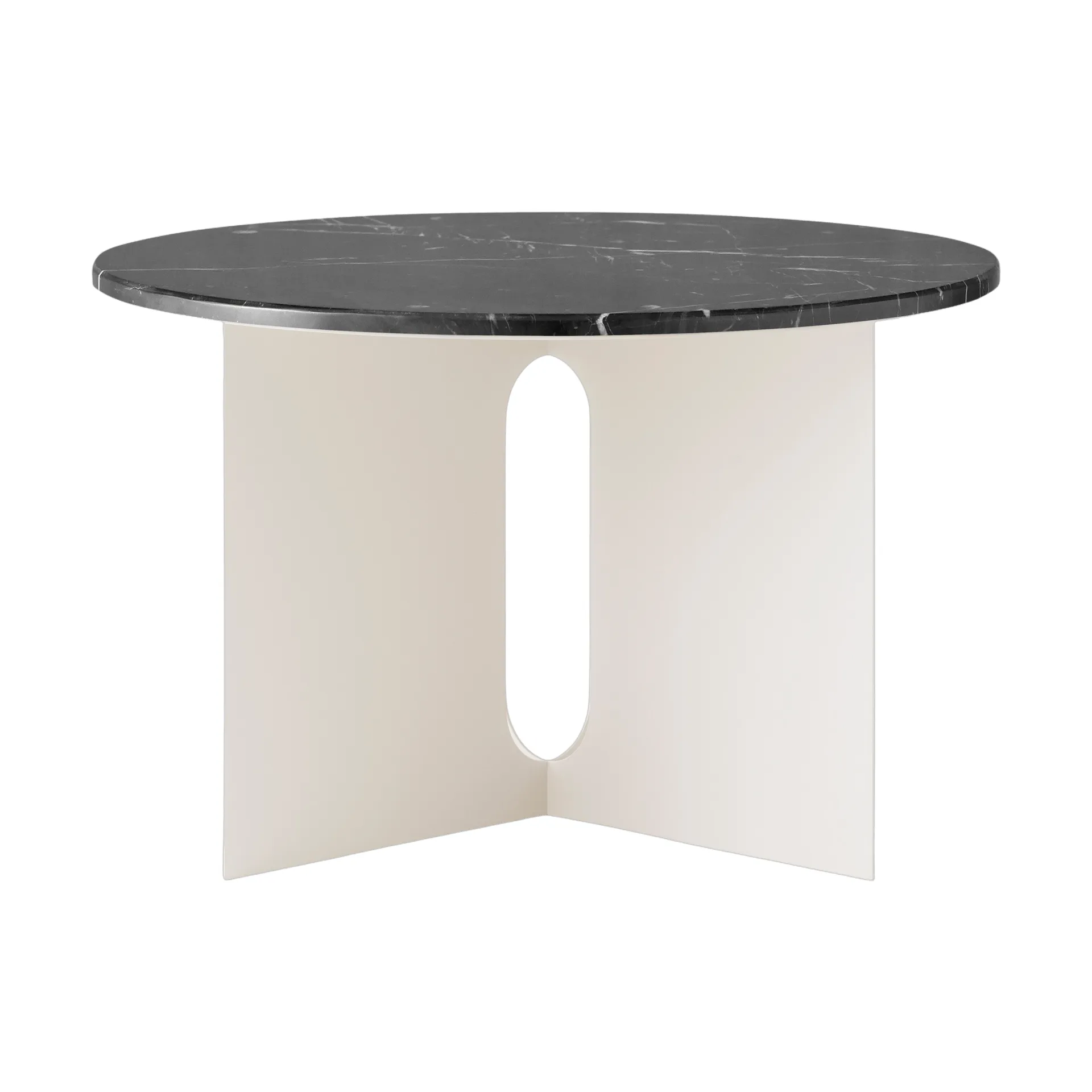 Androgyne sidobord, Nero Marquina marmor-ivory stål, Ø65 cm Audo Copenhagen