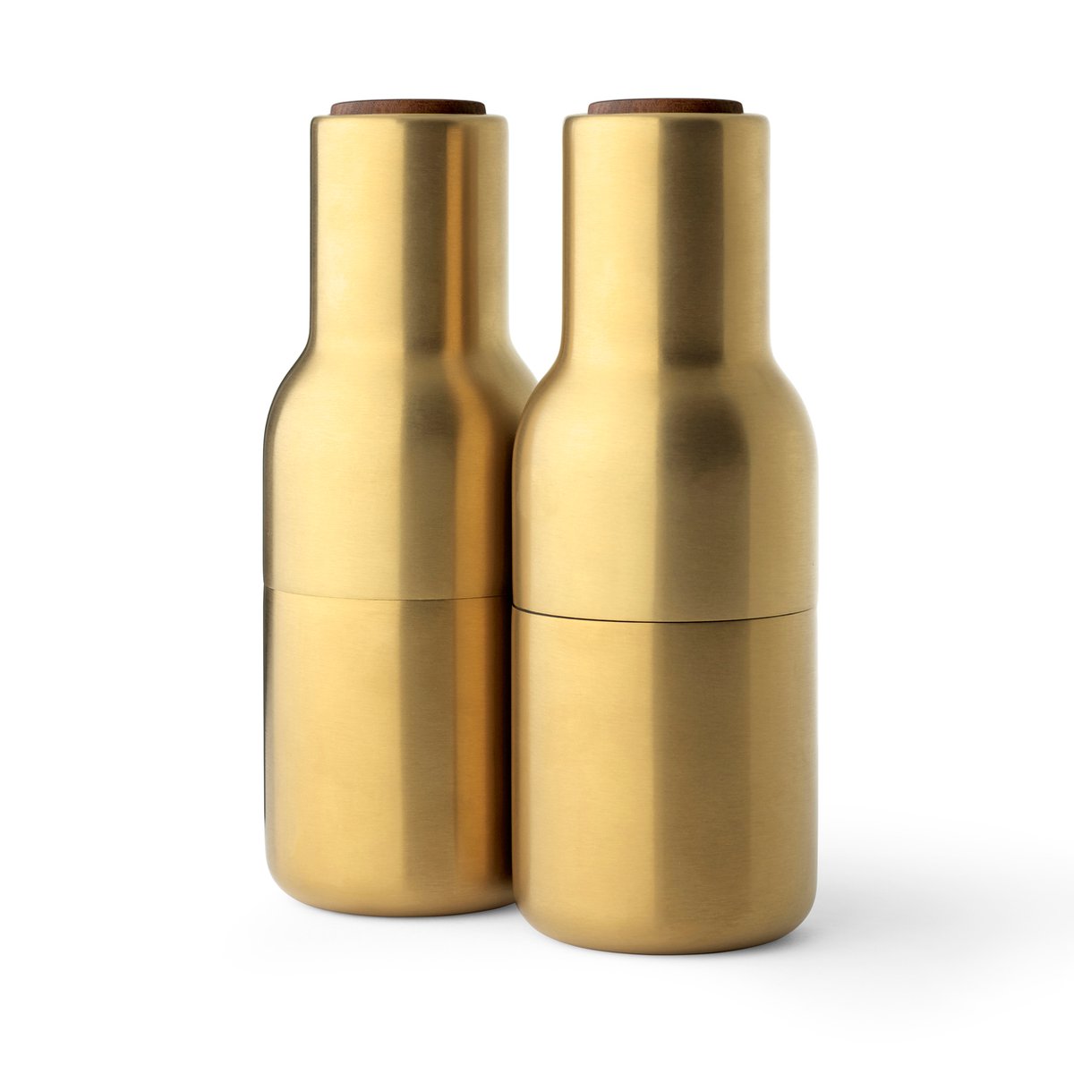 Audo Copenhagen Bottle Grinder kryddkvarn metall 2-pack Brushed brass (valnötslock)
