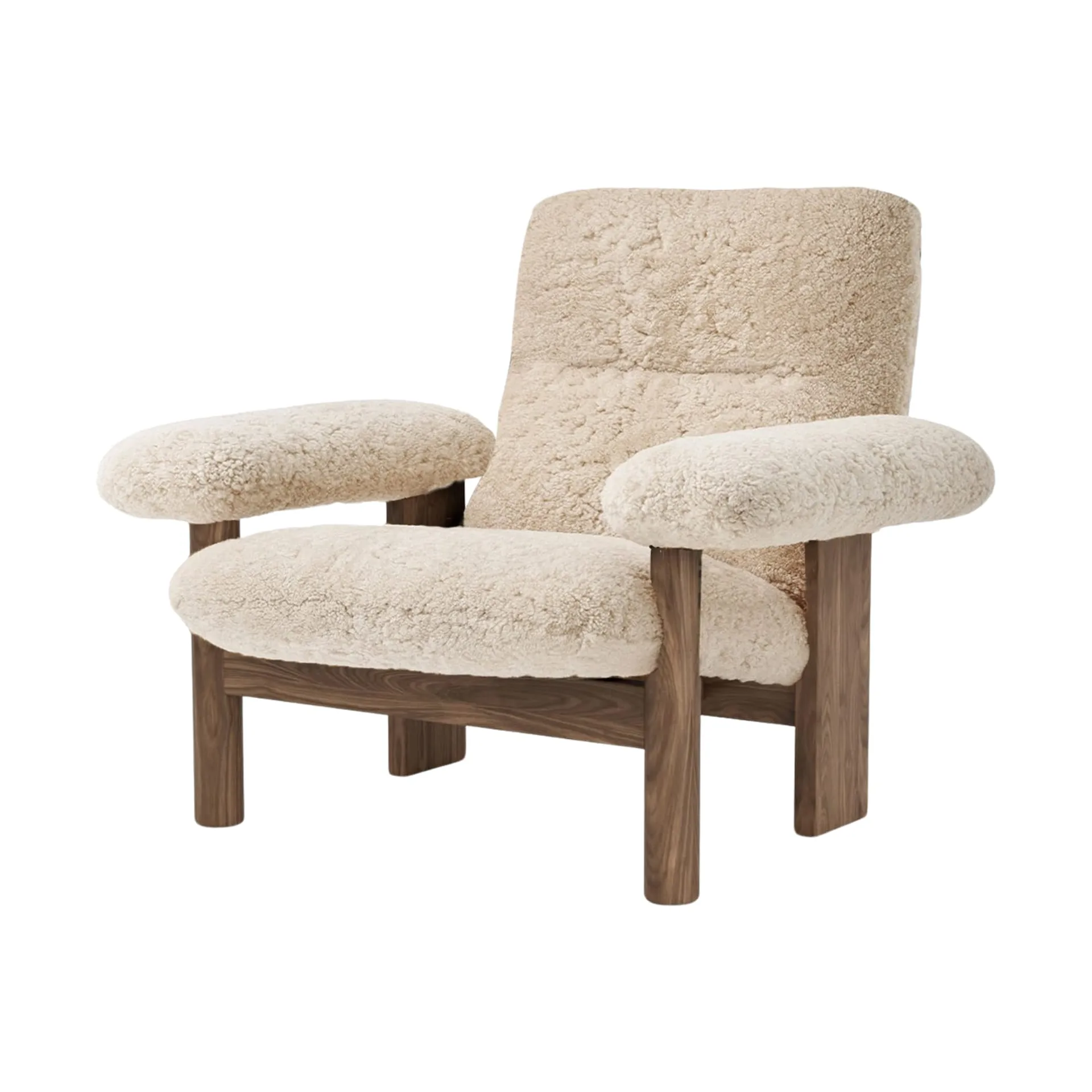 Brasilia fåtölj, Walnut-Nature sheepskin curly Audo Copenhagen