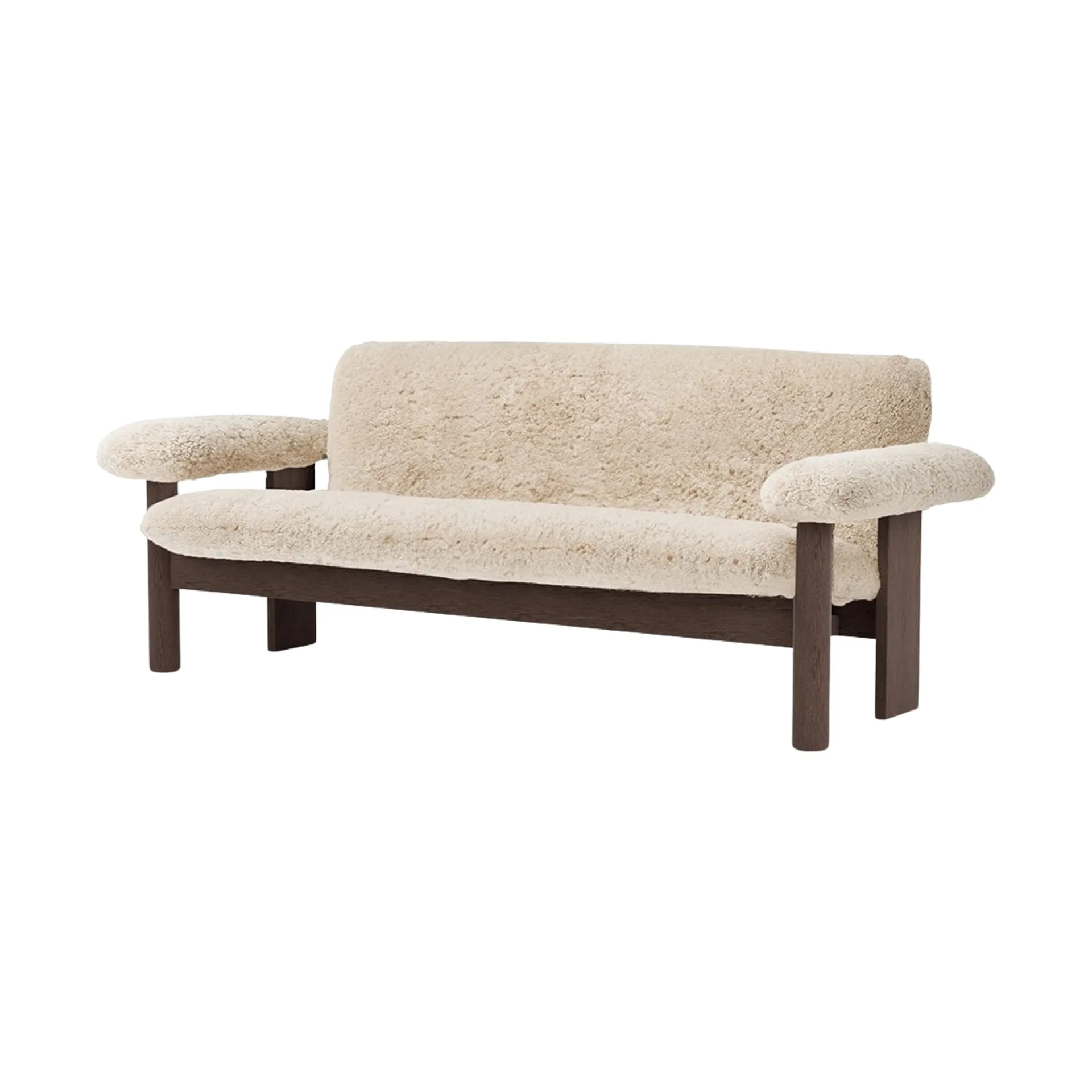Brasilia soffa 2-sits, Dark oak-Nature sheepskin curly Audo Copenhagen