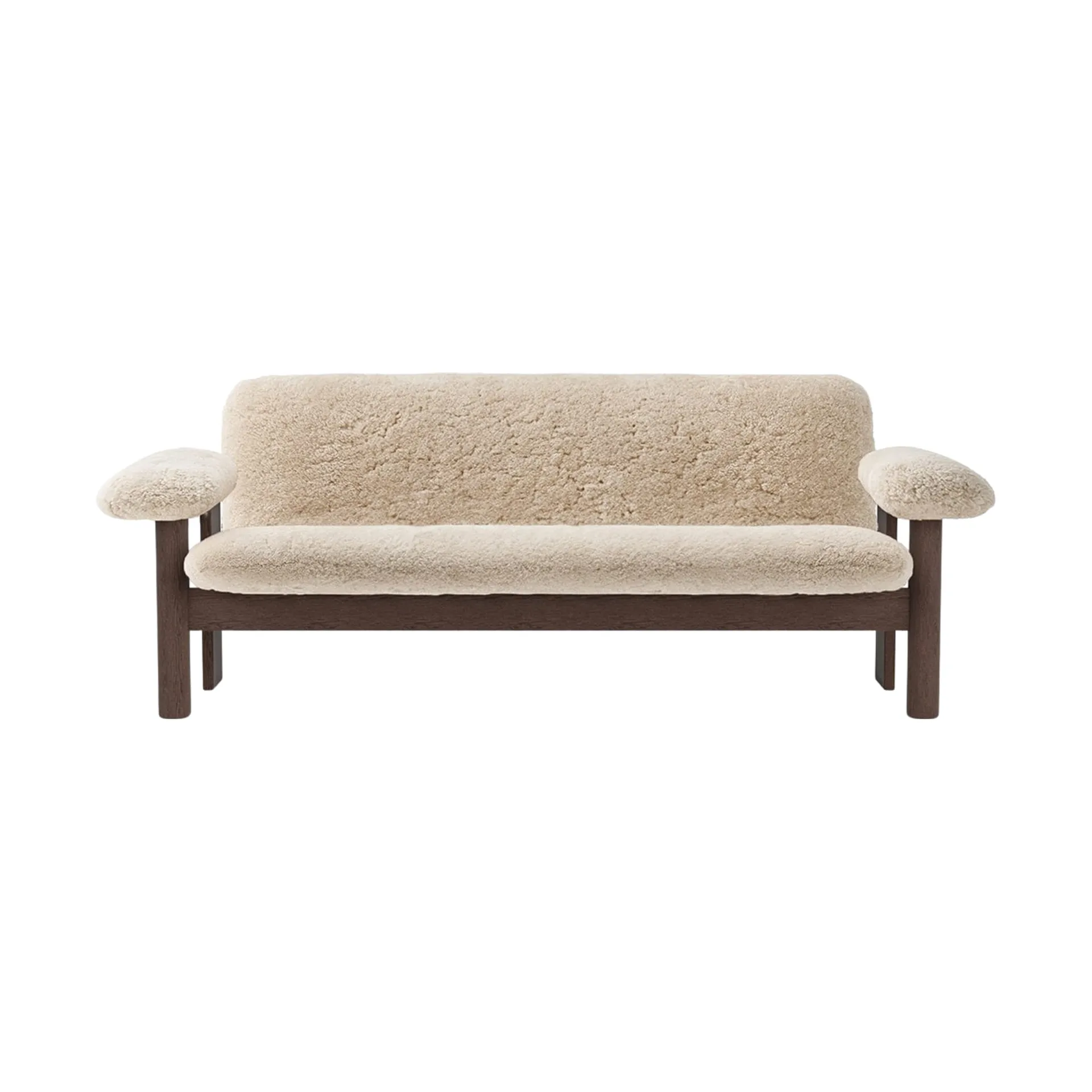 Brasilia soffa 2-sits, Dark oak-Nature sheepskin curly Audo Copenhagen