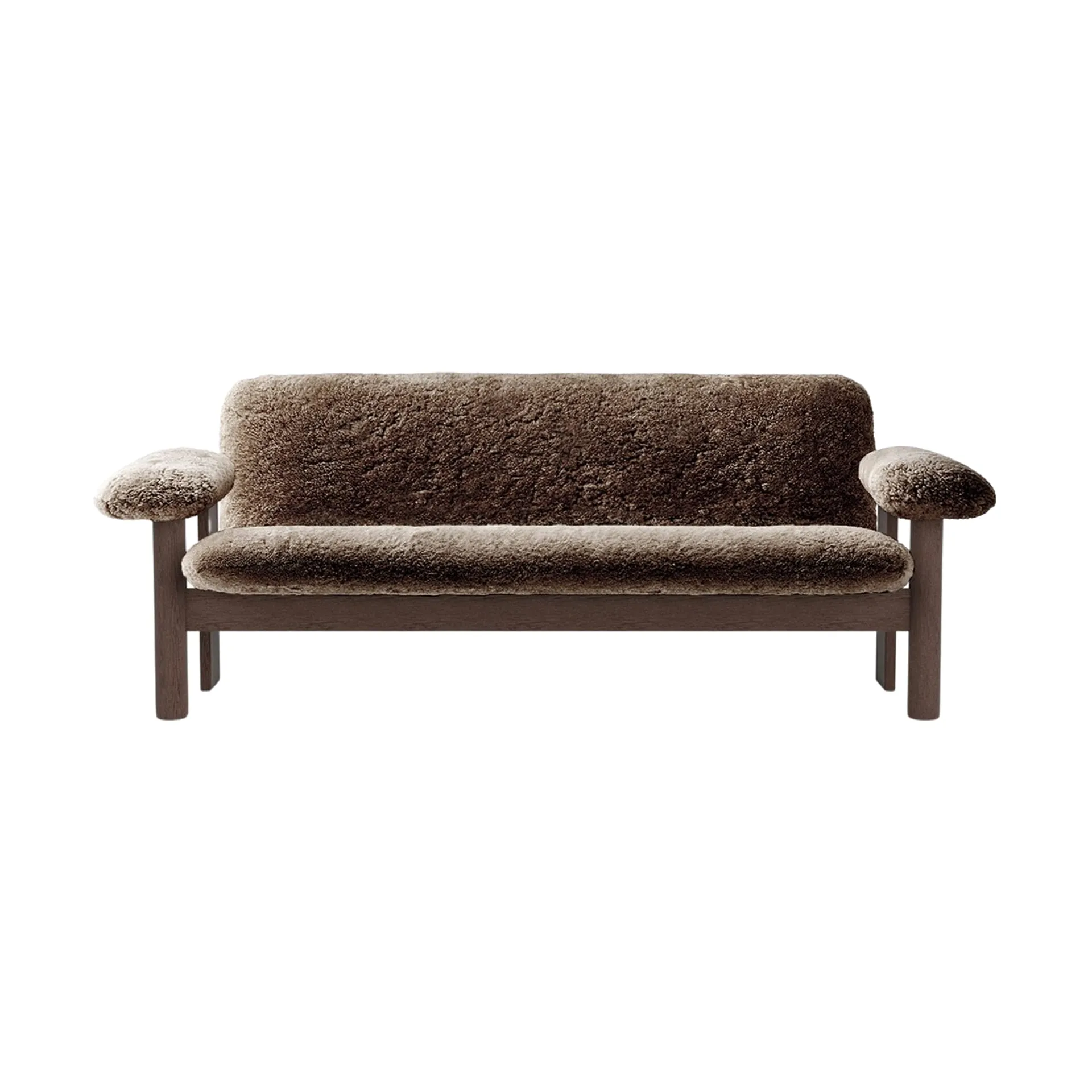 Brasilia soffa 2-sits, Dark oak-Sahara sheepskin curly Audo Copenhagen