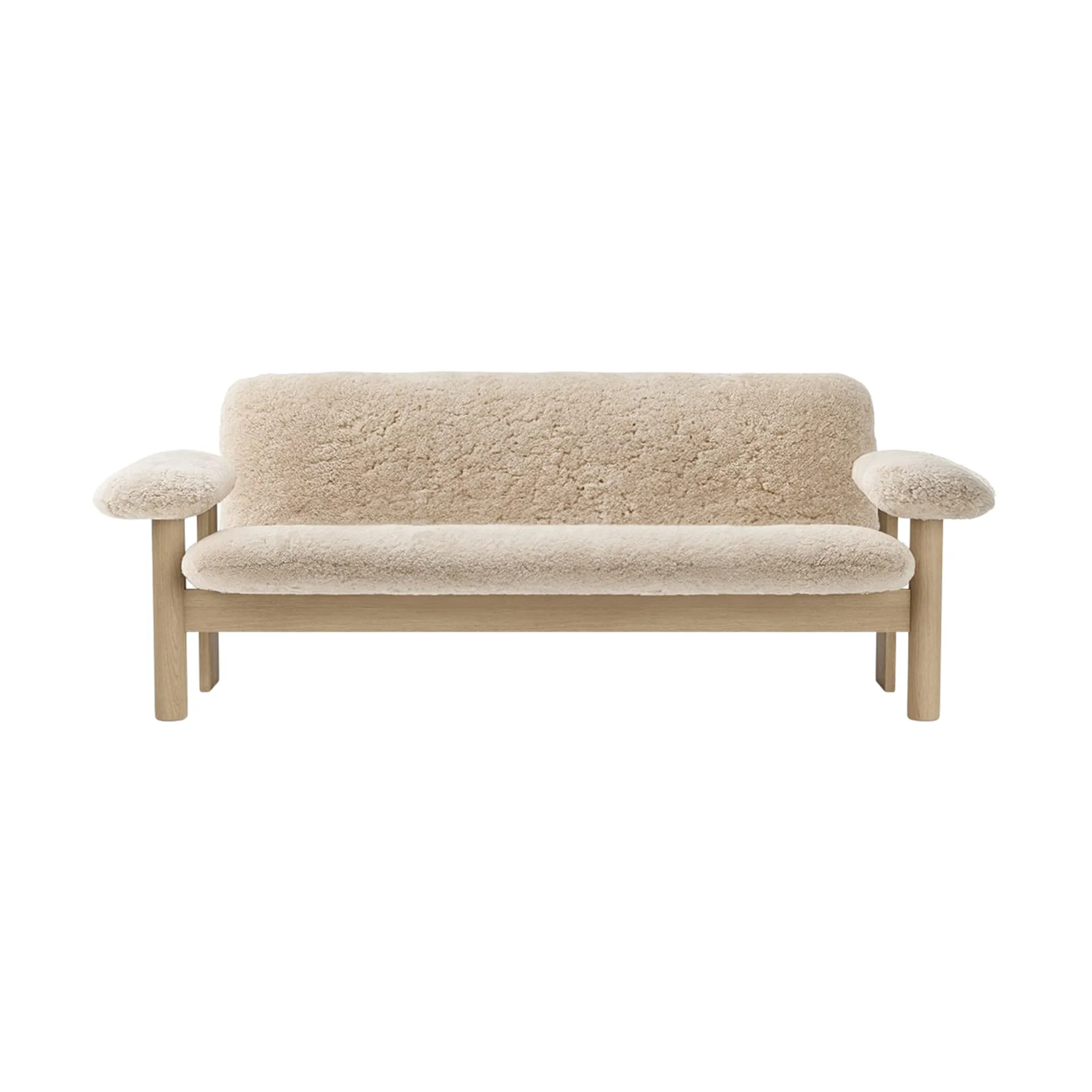 Brasilia soffa 2-sits, Natural oak-Nature sheepskin curly Audo Copenhagen