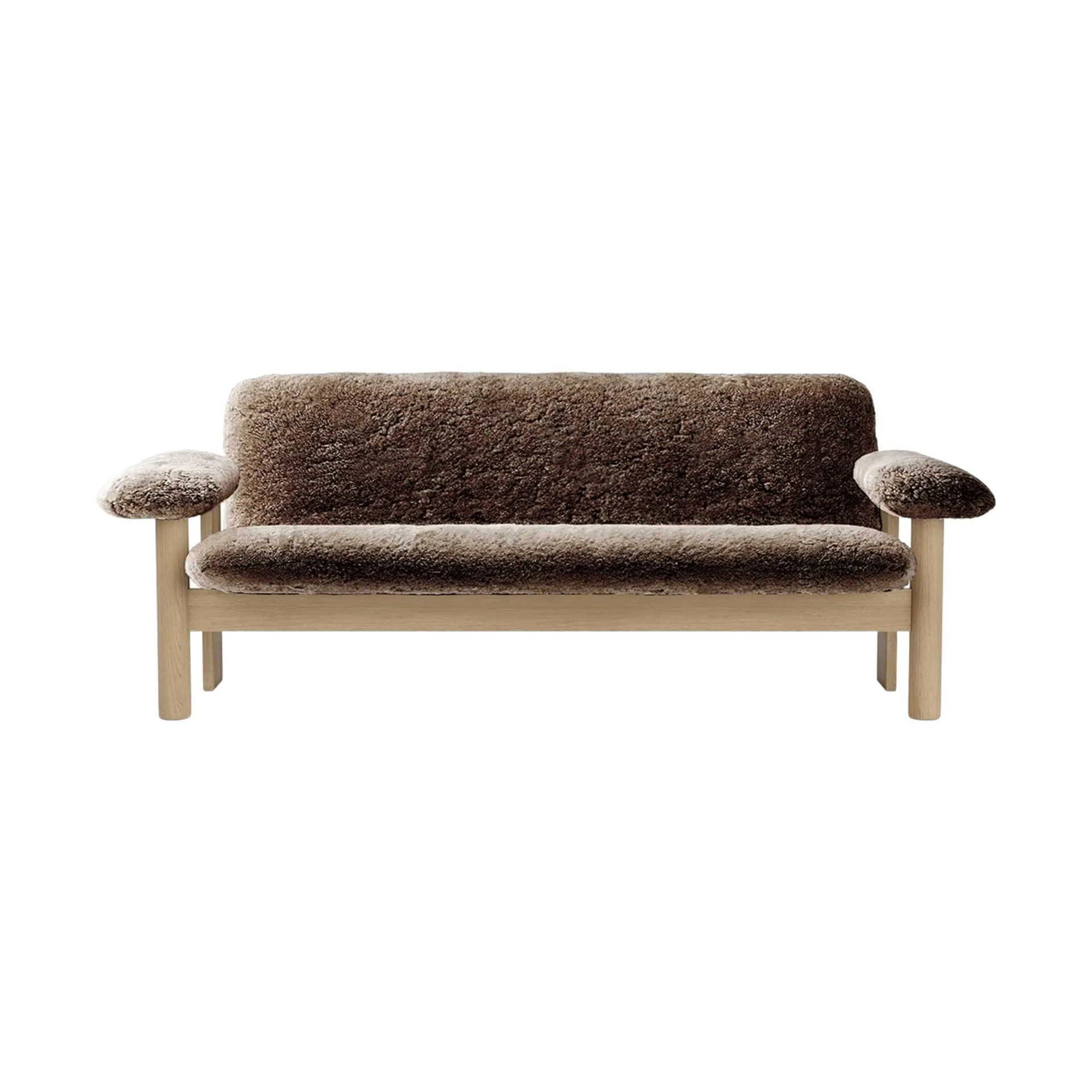 Brasilia soffa 2-sits, Natural oak-Sahara sheepskin curly Audo Copenhagen