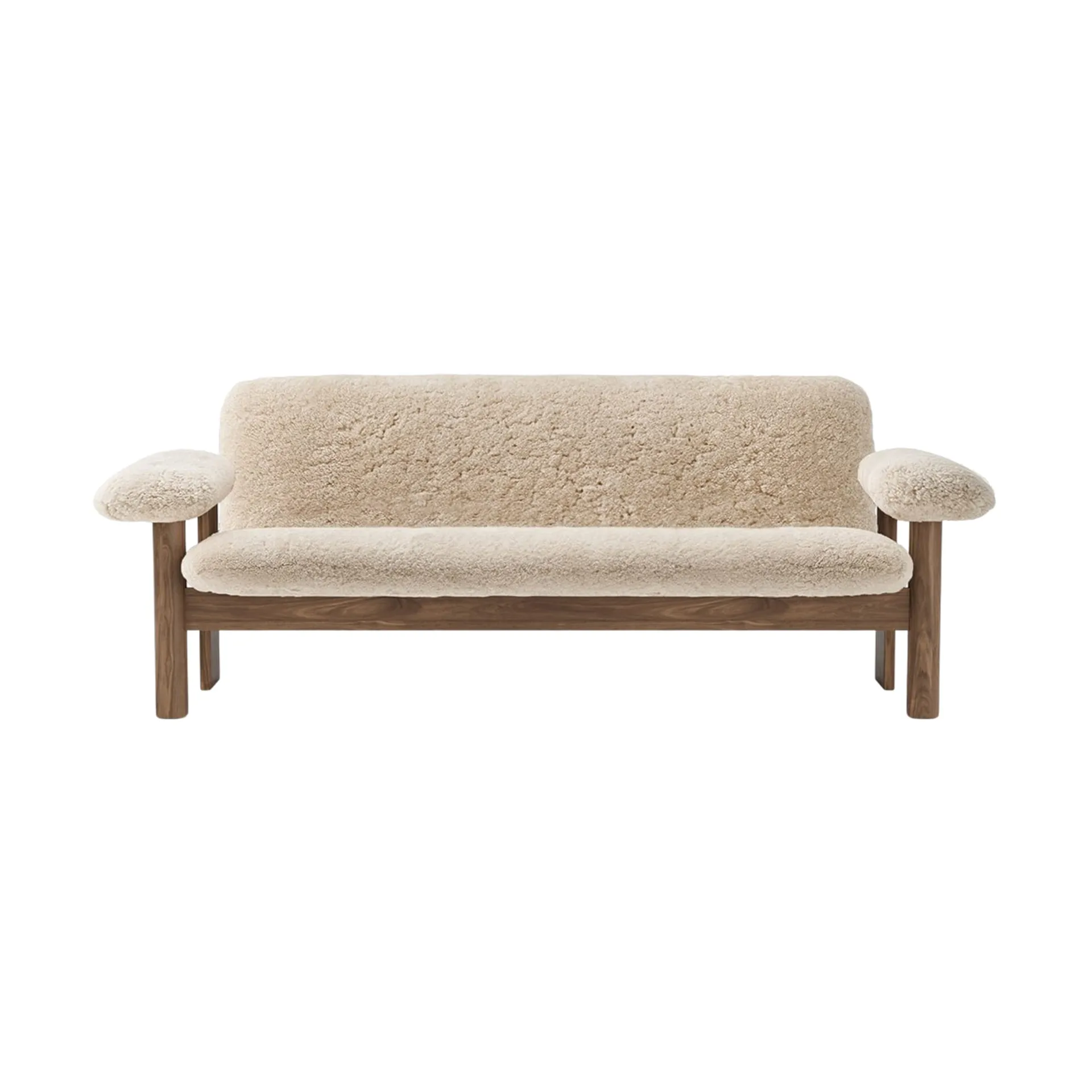 Brasilia soffa 2-sits, Walnut-Nature sheepskin curly Audo Copenhagen