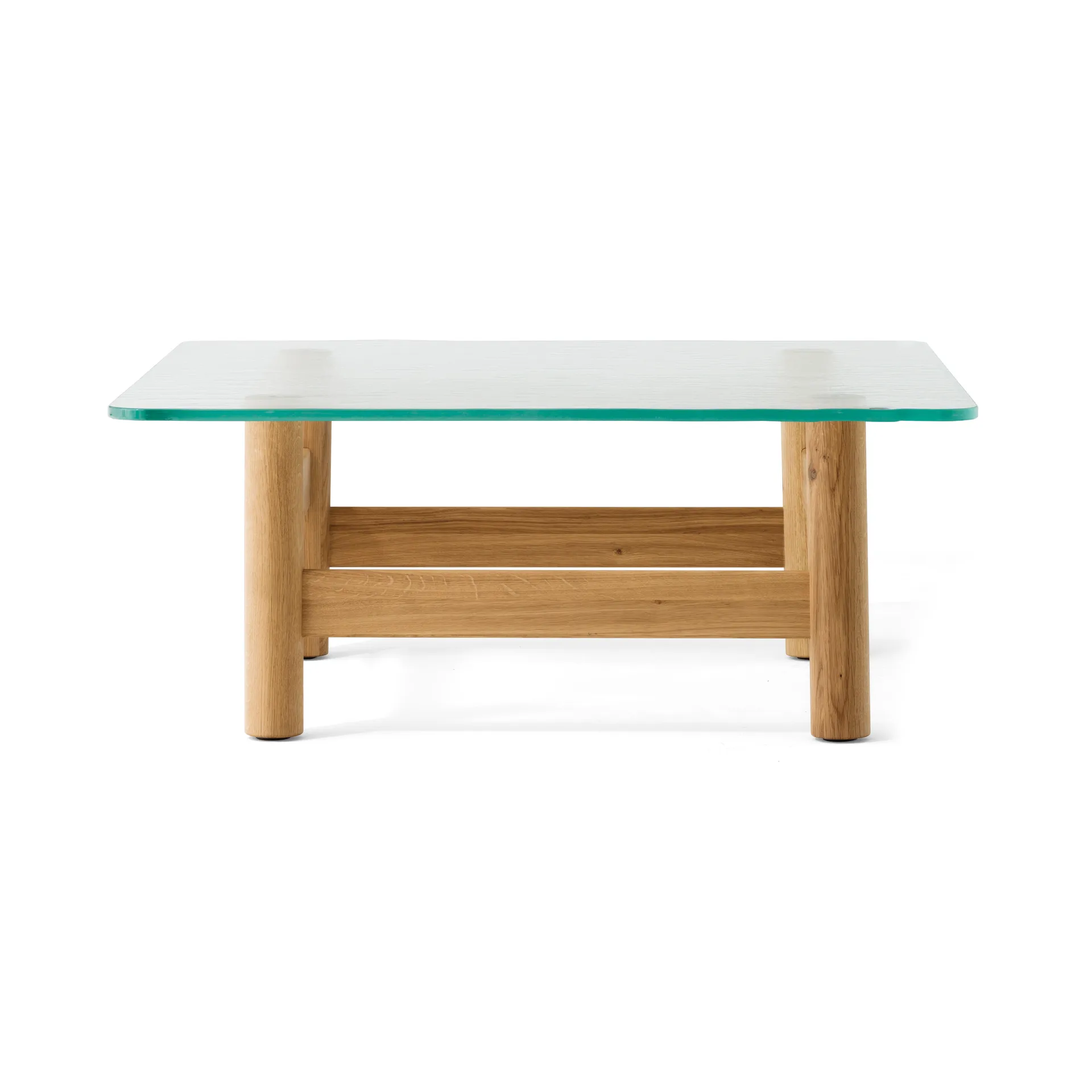 Brasilia soffbord 100x100 cm, Natural oak-clear glass Audo Copenhagen