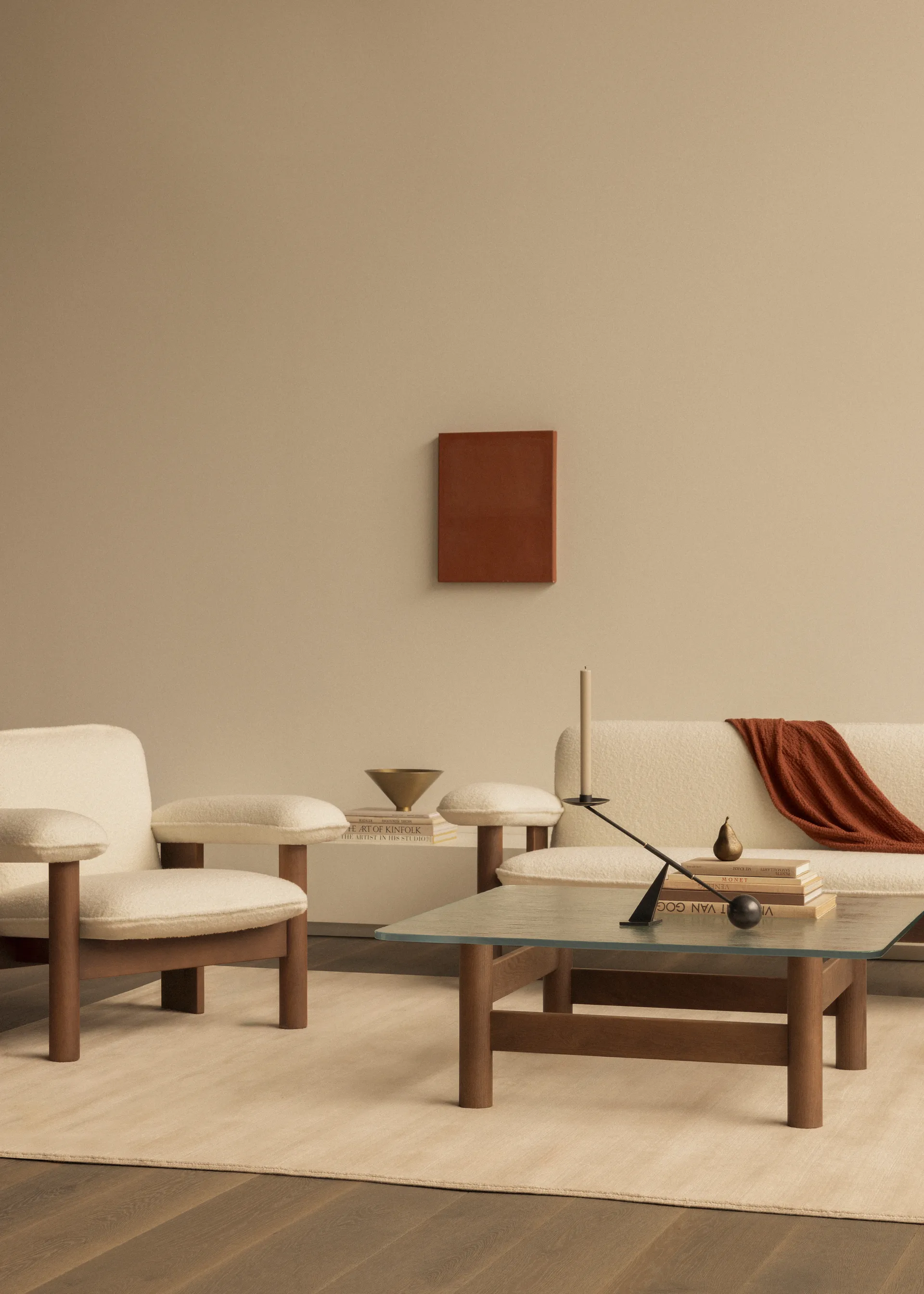 Brasilia soffbord 100x100 cm, Natural oak-clear glass Audo Copenhagen