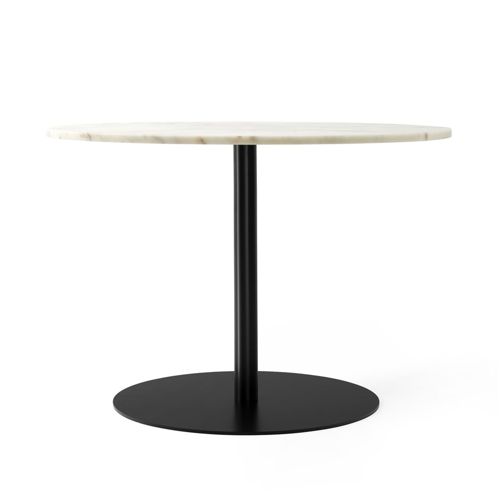 Audo Copenhagen Harbour Column matbord marble offwhite, 105 cm, svart stativ
