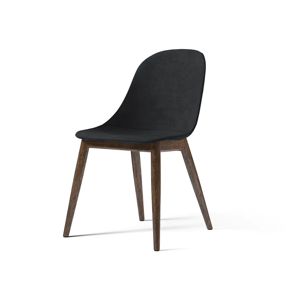 Harbour side dining chair stol, klädd sits, tyg remix 173 dark grey, ben i mörkbetsad ek Audo Copenhagen