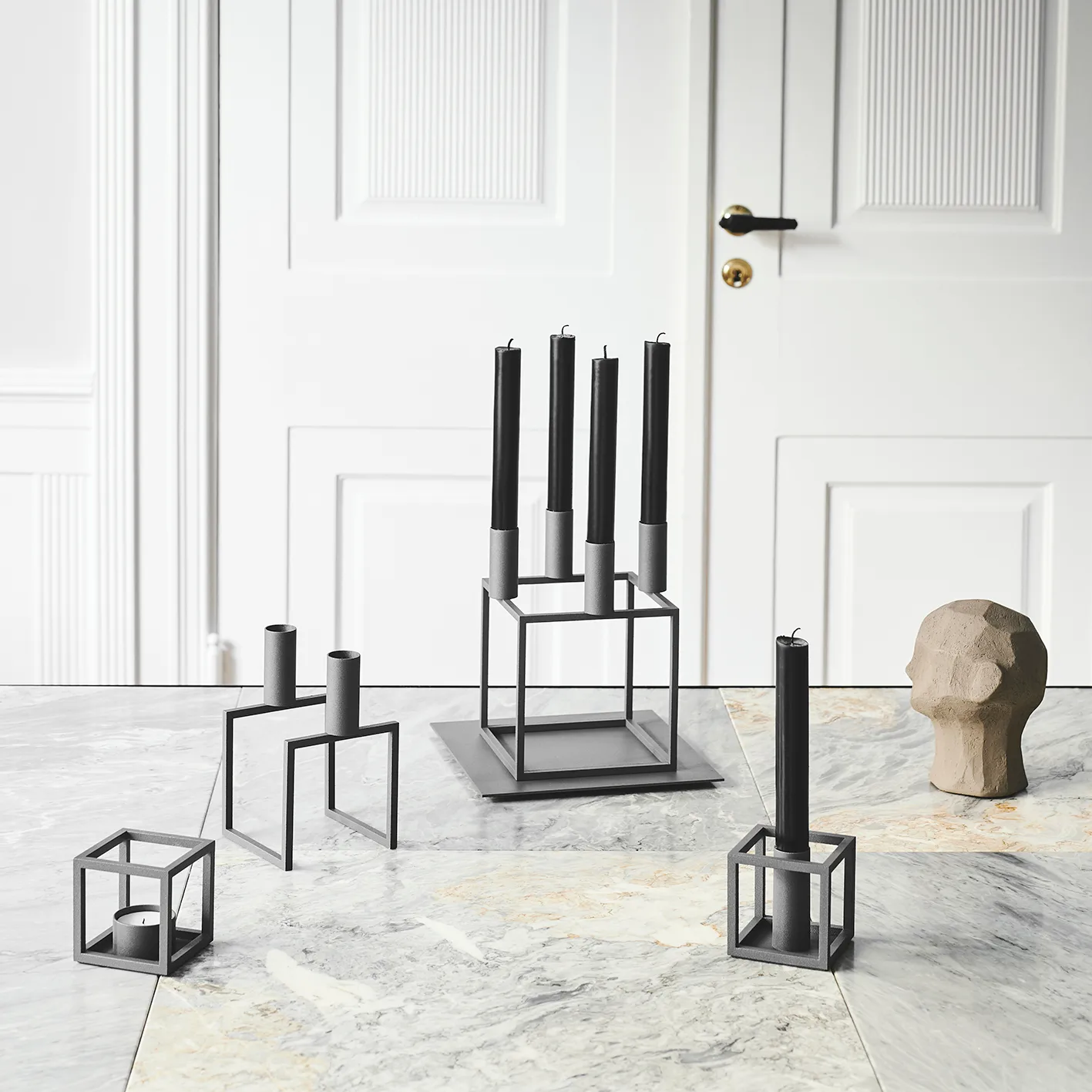 Kubus 1 ljusstake, Grå Audo Copenhagen