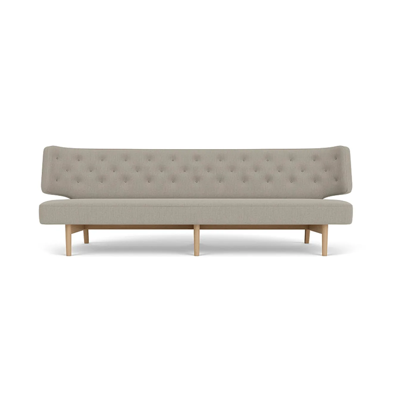 Radiohus soffa, Re-wool 218-naturell ek, läderknappar, 3-sits Audo Copenhagen