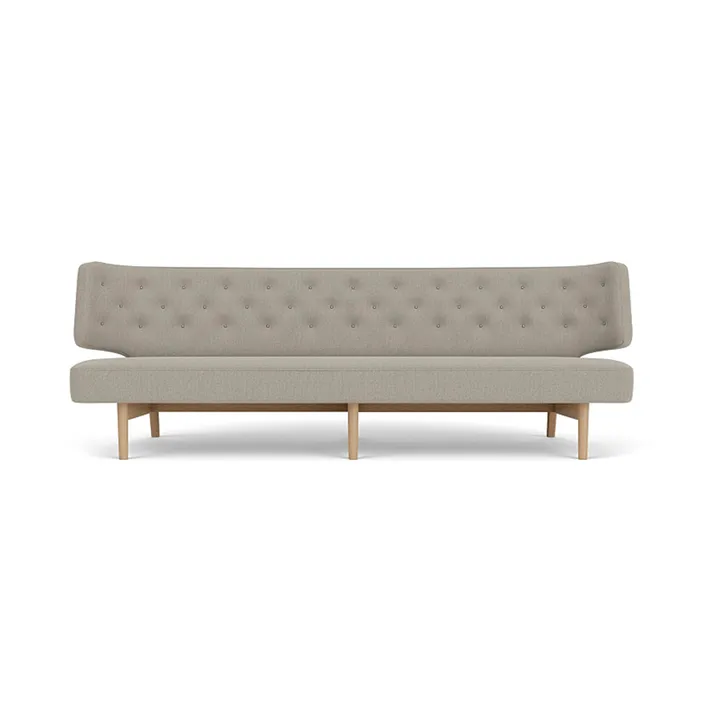 Radiohus soffa - Re-wool 218-naturell ek, läderknappar, 3-sits - Audo Copenhagen