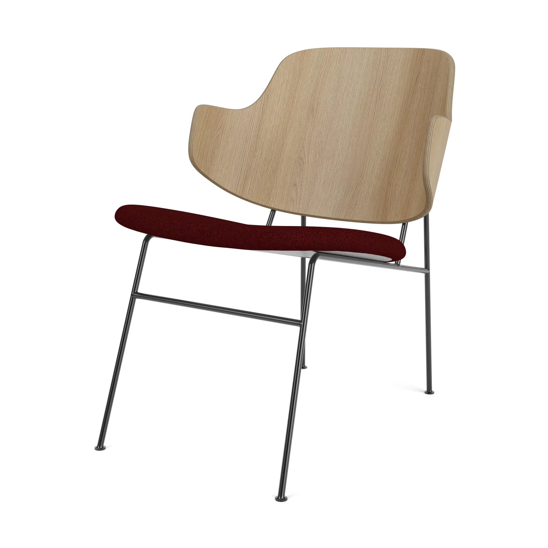 The Penguin loungestol klädd sits, Natural oak-Baru 0570 Red Audo Copenhagen