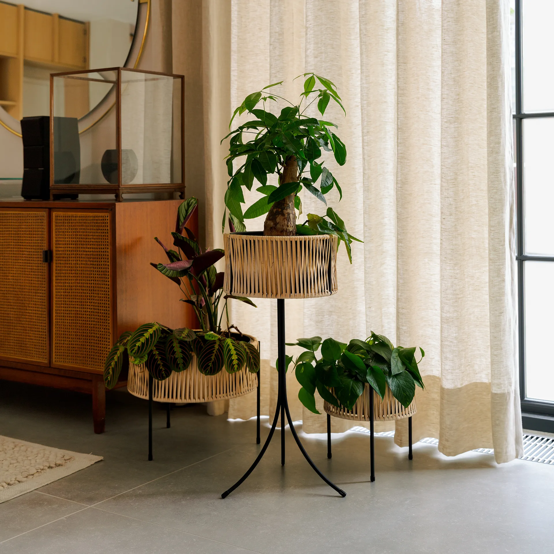 Umanoff planter blomlåda rotting-stål, h69 cm Ø36,5 cm Audo Copenhagen