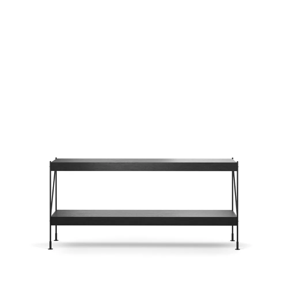 Audo Copenhagen Zet hyllsystem oak black stained, 1x2, black steel base