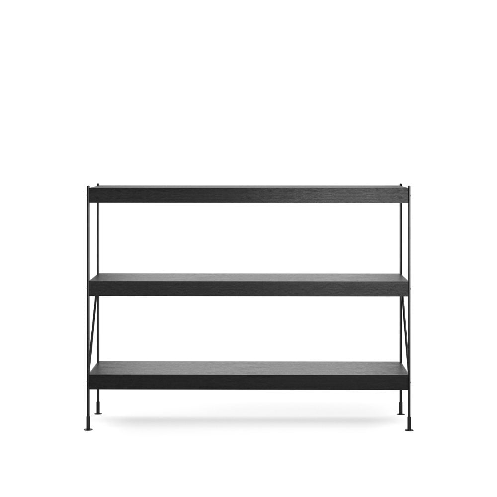 Audo Copenhagen Zet hyllsystem oak black stained, 1x3, black steel base
