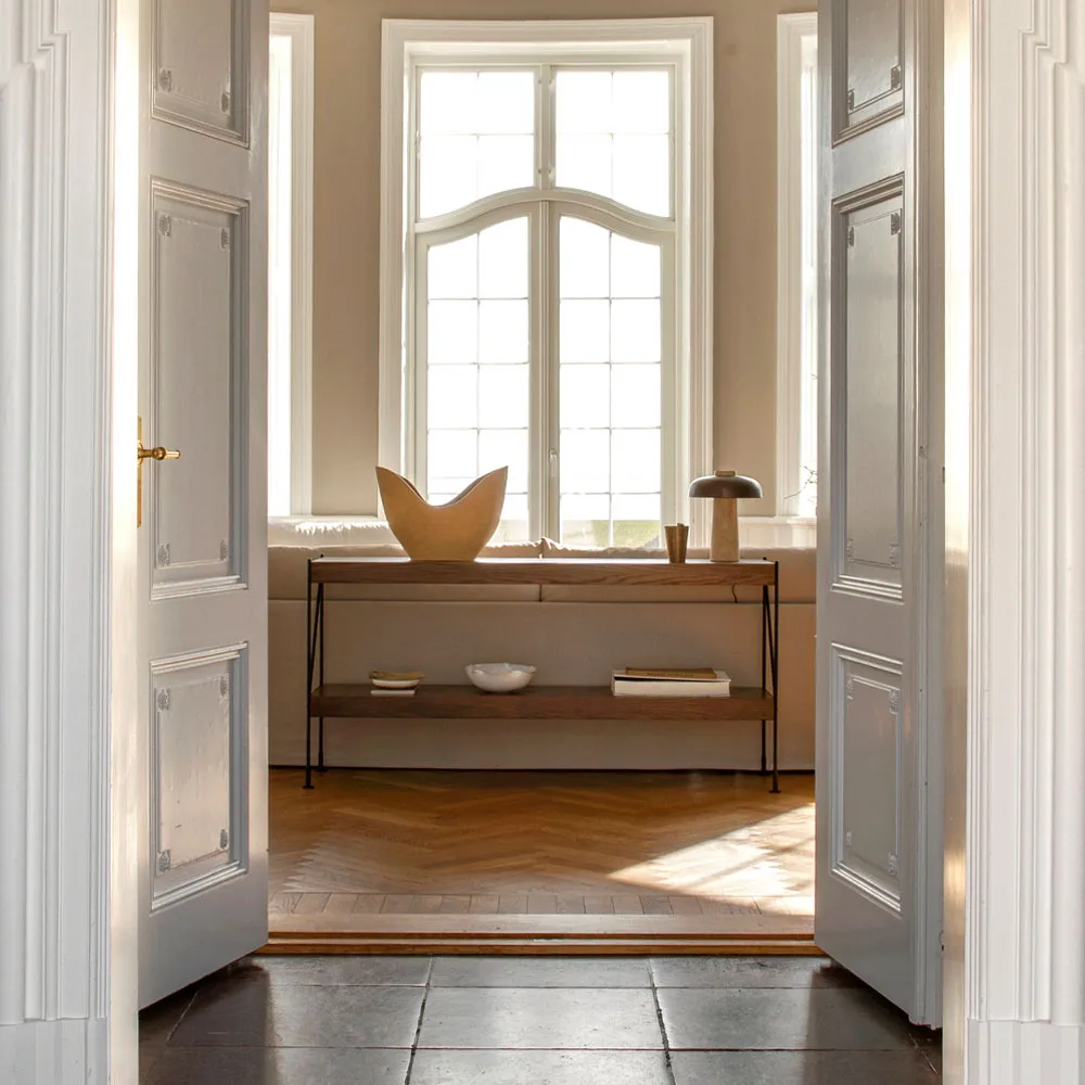 Zet hyllsystem, oak black stained, 1x3, black steel base Audo Copenhagen