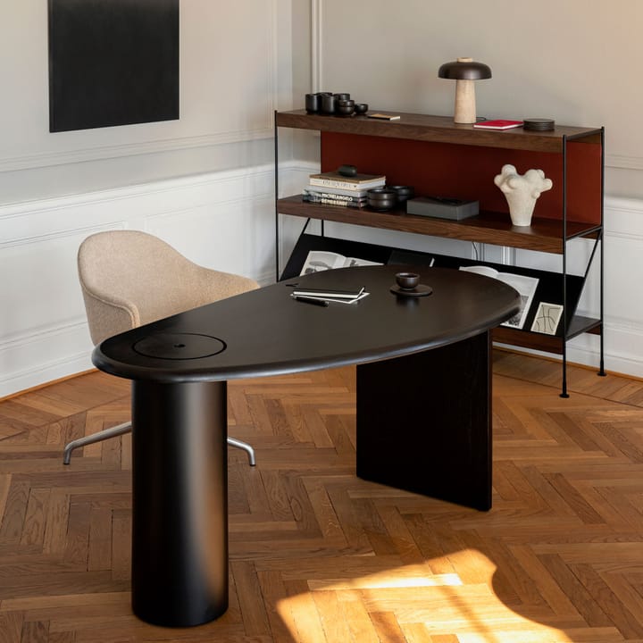 Zet hyllsystem - oak black stained, 1x4, black steel base - Audo Copenhagen