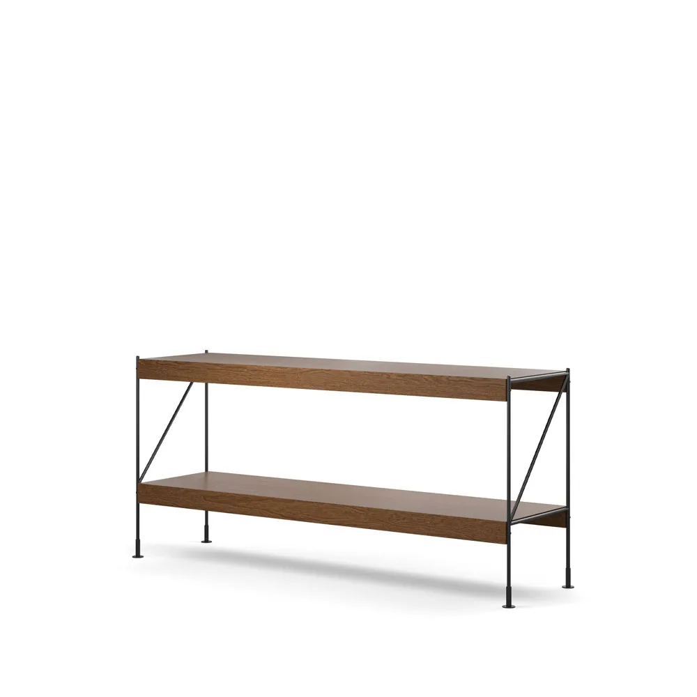 Zet hyllsystem, oak dark stained, 1x2, black steel base Audo Copenhagen