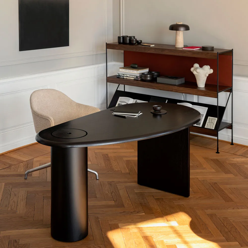 Zet hyllsystem, oak dark stained, 1x2, black steel base Audo Copenhagen
