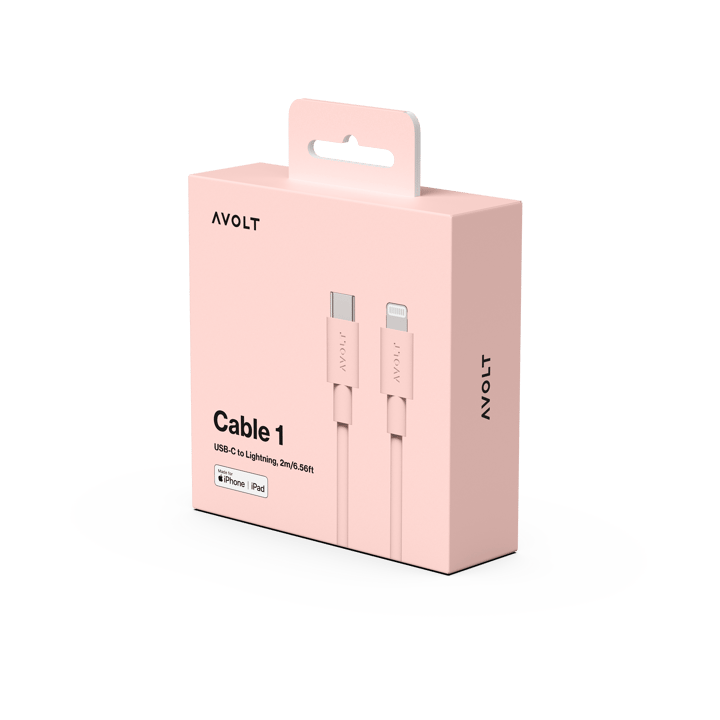 Cable 1 USB C till Lightning laddkabel 2m, New Pink Avolt