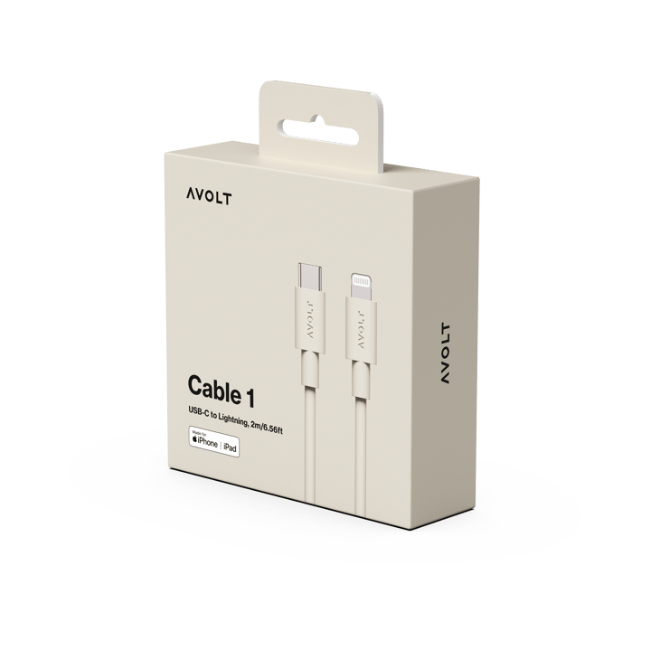 Cable 1 USB C till Lightning laddkabel 2m, Nomad Sand Avolt