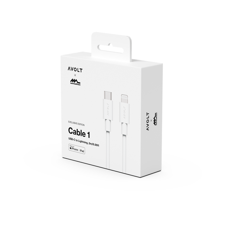 Cable 1 USB C till Lightning laddkabel 2m, White Martinelli Luce Edition Avolt