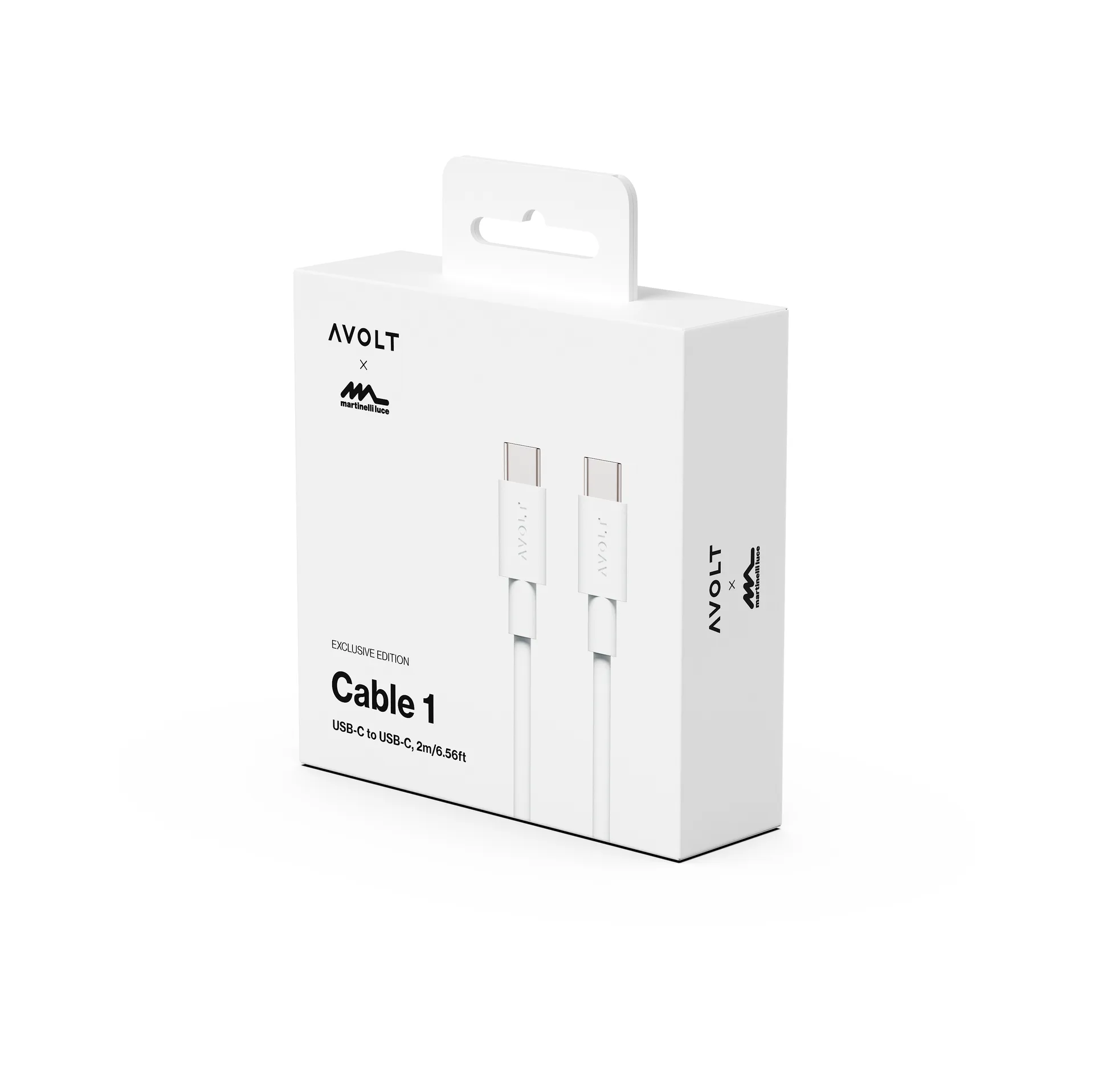 Cable 1 USB-C till USB-C laddningskabel 2 m, White Martinelli Luce Edition Avolt