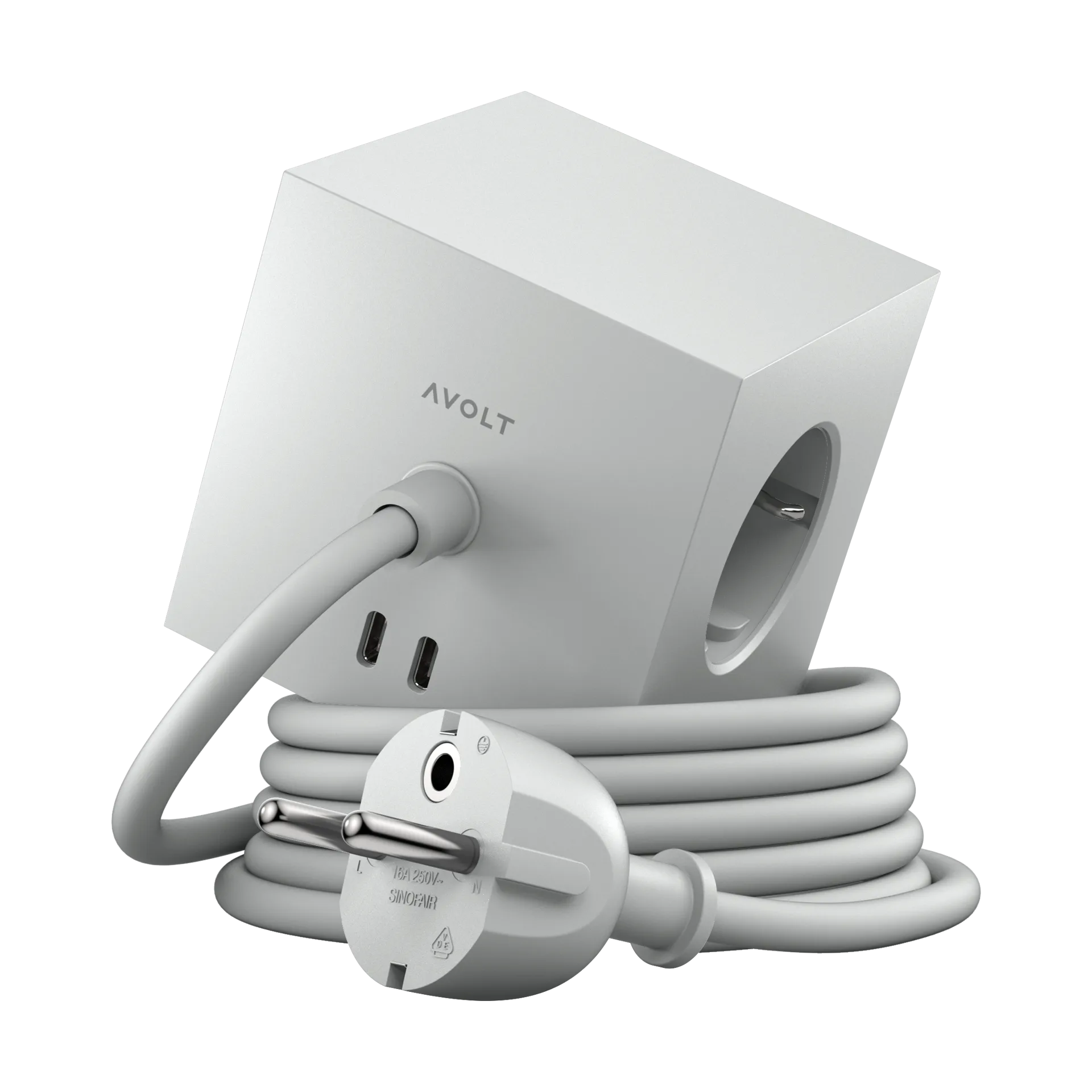 Square 1 grenuttag USB-C 30W 1,8 m, Gotland gray Avolt