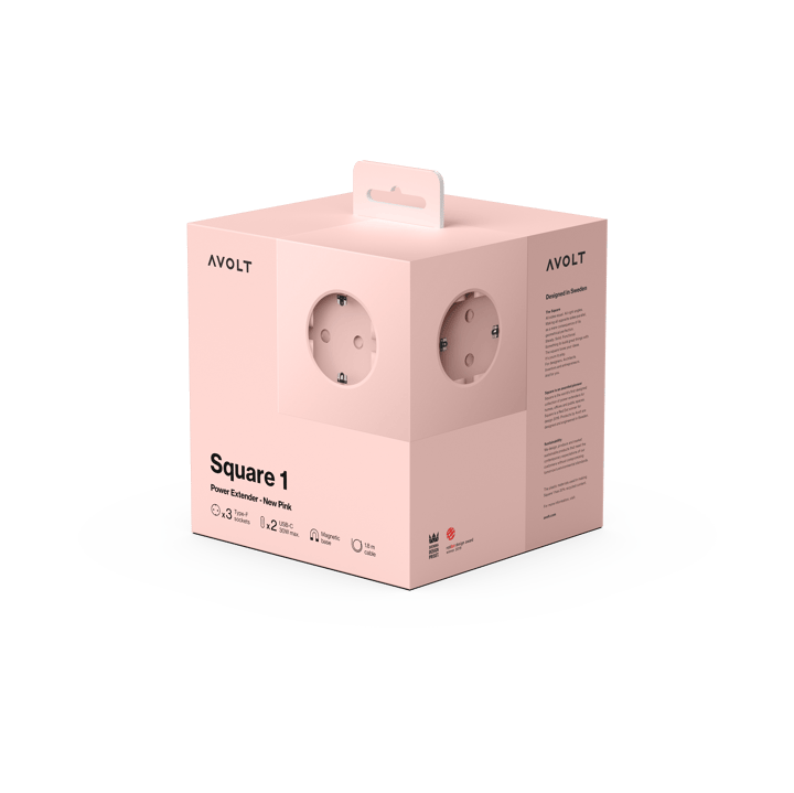 Square 1 grenuttag USB-C 30W 1,8 m, New Pink Avolt