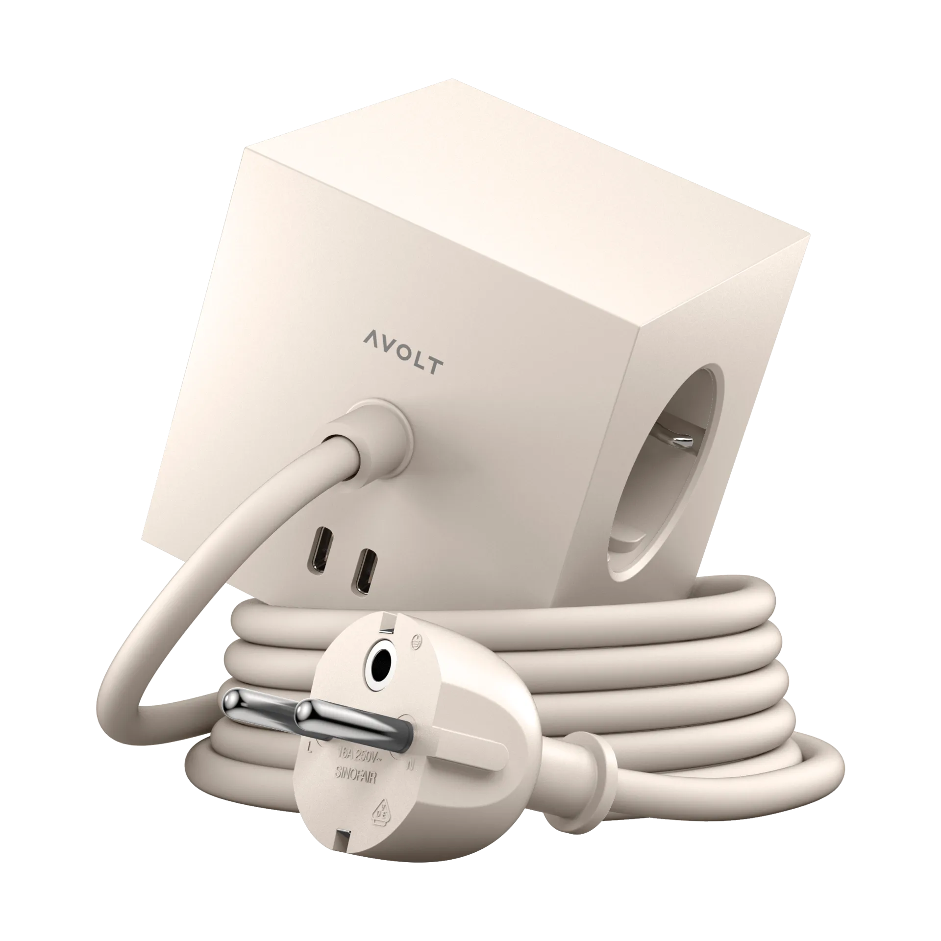 Square 1 grenuttag USB-C 30W 1,8 m, Nomad sand Avolt