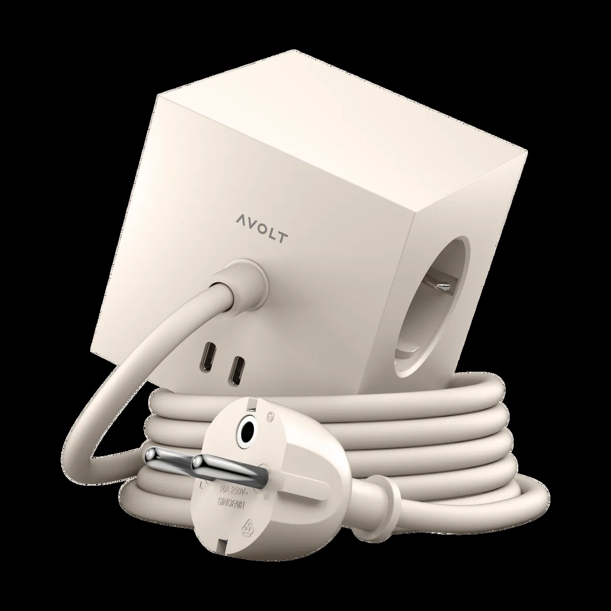 Avolt Square 1 grenuttag USB-C 30W 1,8 m Nomad sand