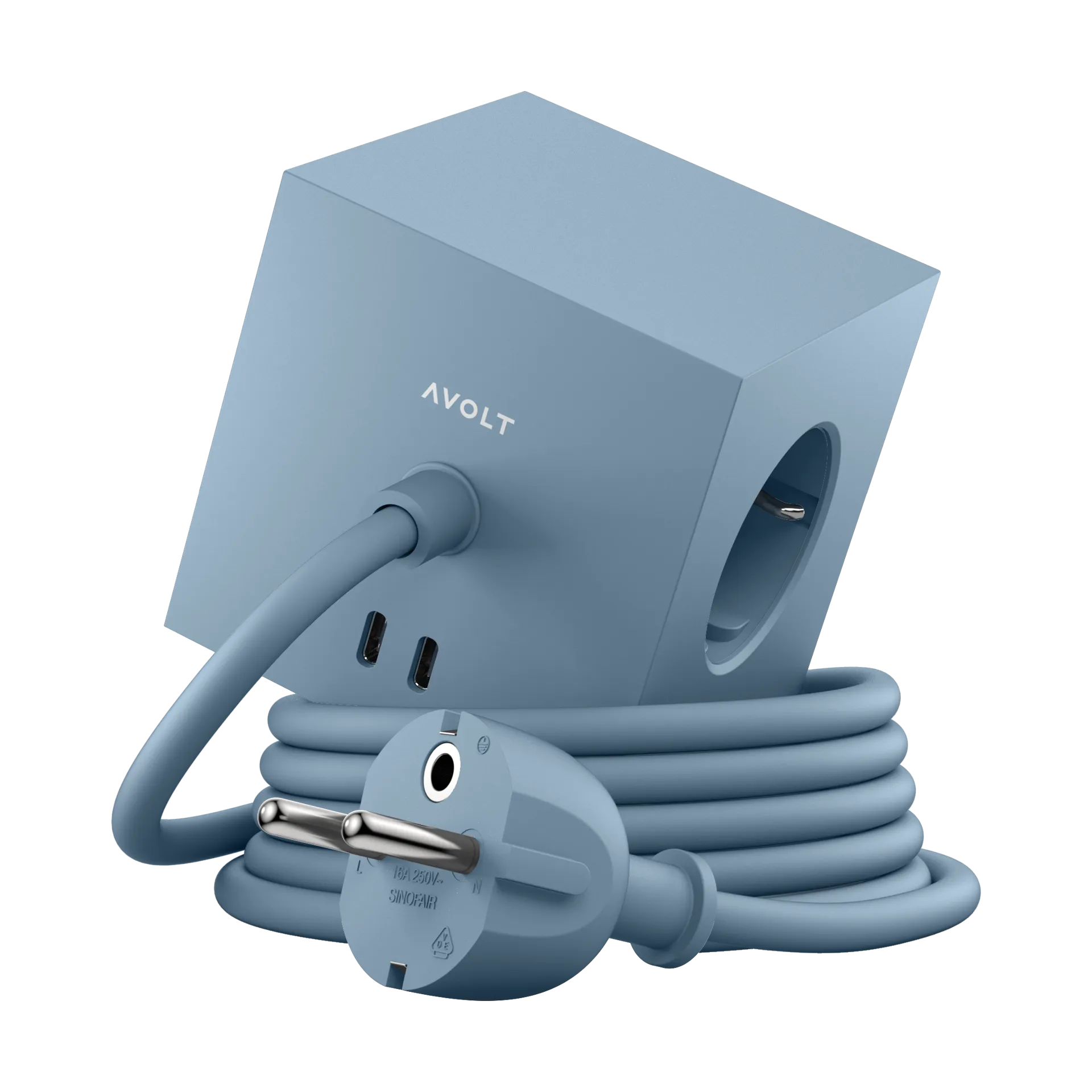 Square 1 grenuttag USB-C 30W 1,8 m, Shark blue Avolt