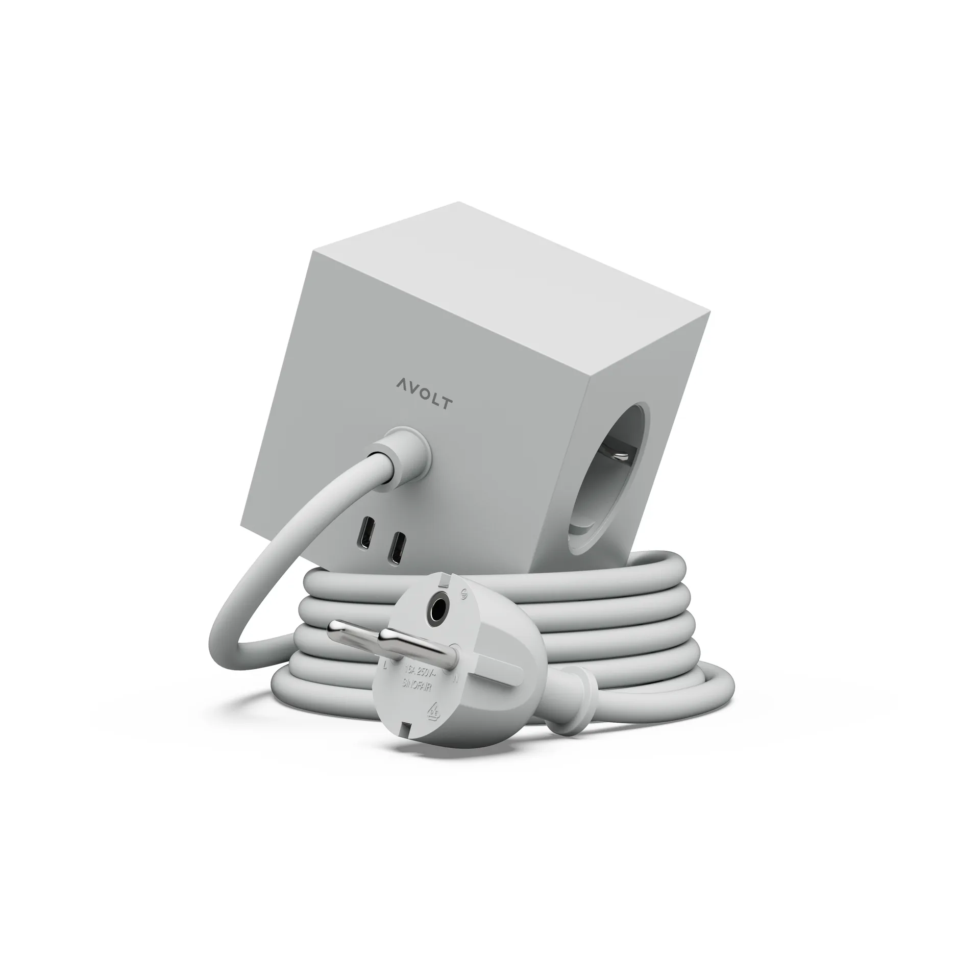 Square 1 grenuttag USB-C 30W 3 m, Gotland Gray Avolt