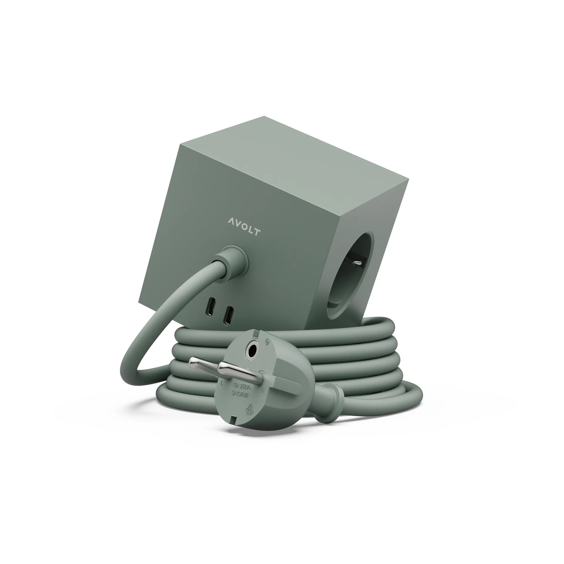 Square 1 grenuttag USB-C 30W 3 m, Oak Green Avolt