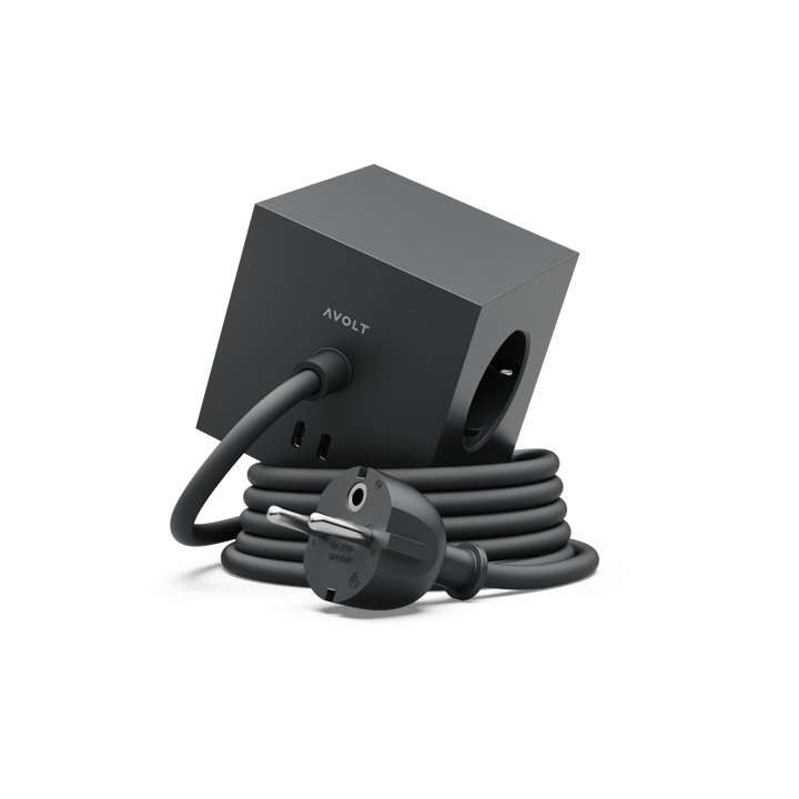 Square 1 grenuttag USB-C 30W 3 m, Stockholm Black Avolt
