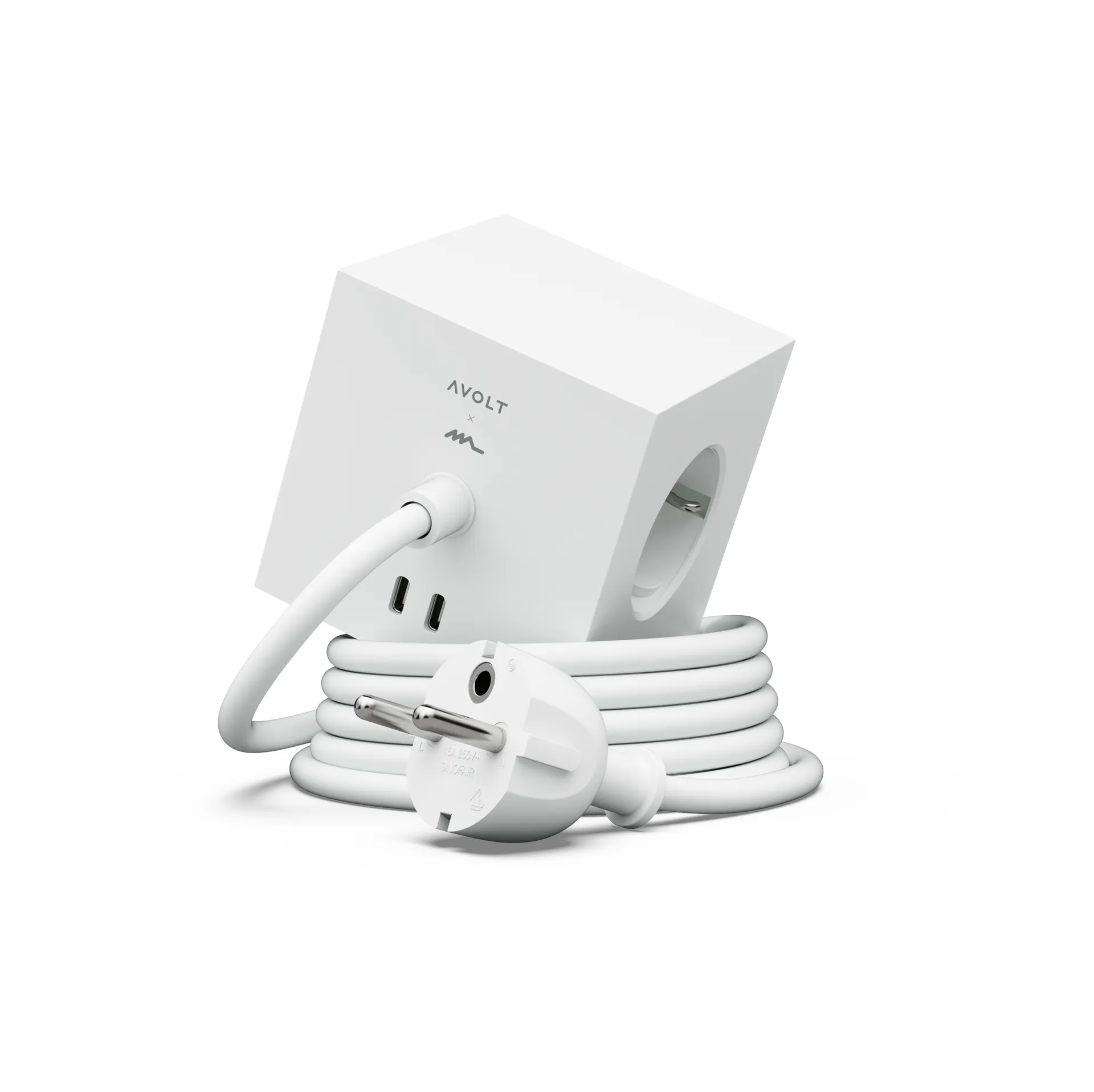 Square 1 grenuttag USB-C 30W 3 m, White Martinelli Luce edition Avolt