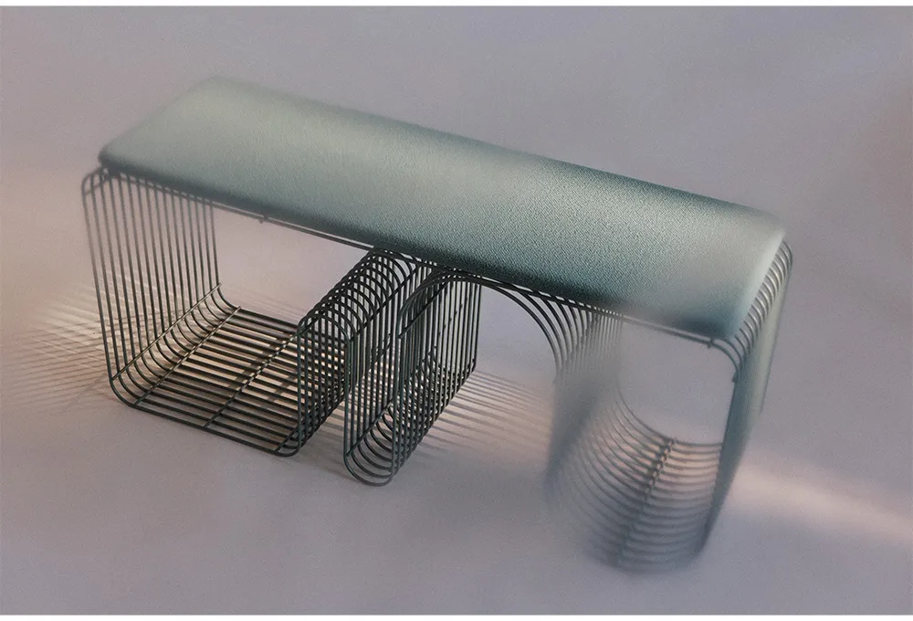 Curva sittbänk 100 cm, Dusty blue AYTM