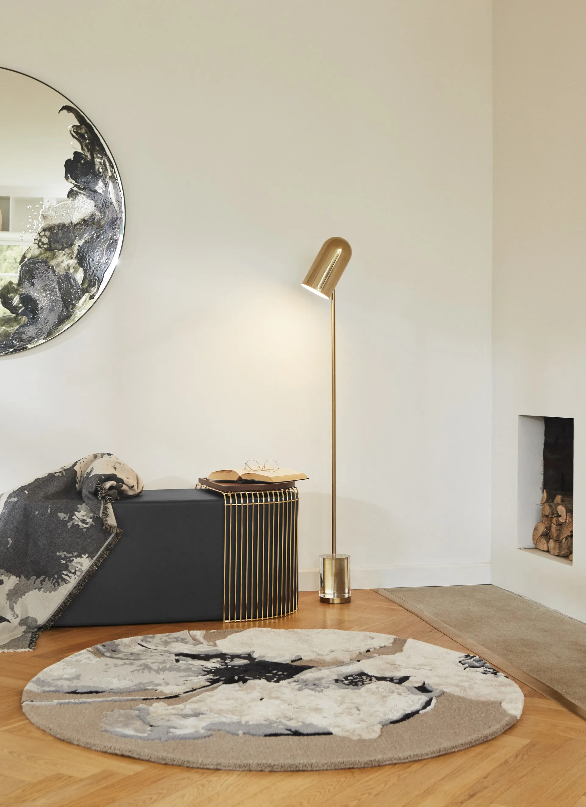 Floreo matta Ø200 cm, Vit-grå AYTM