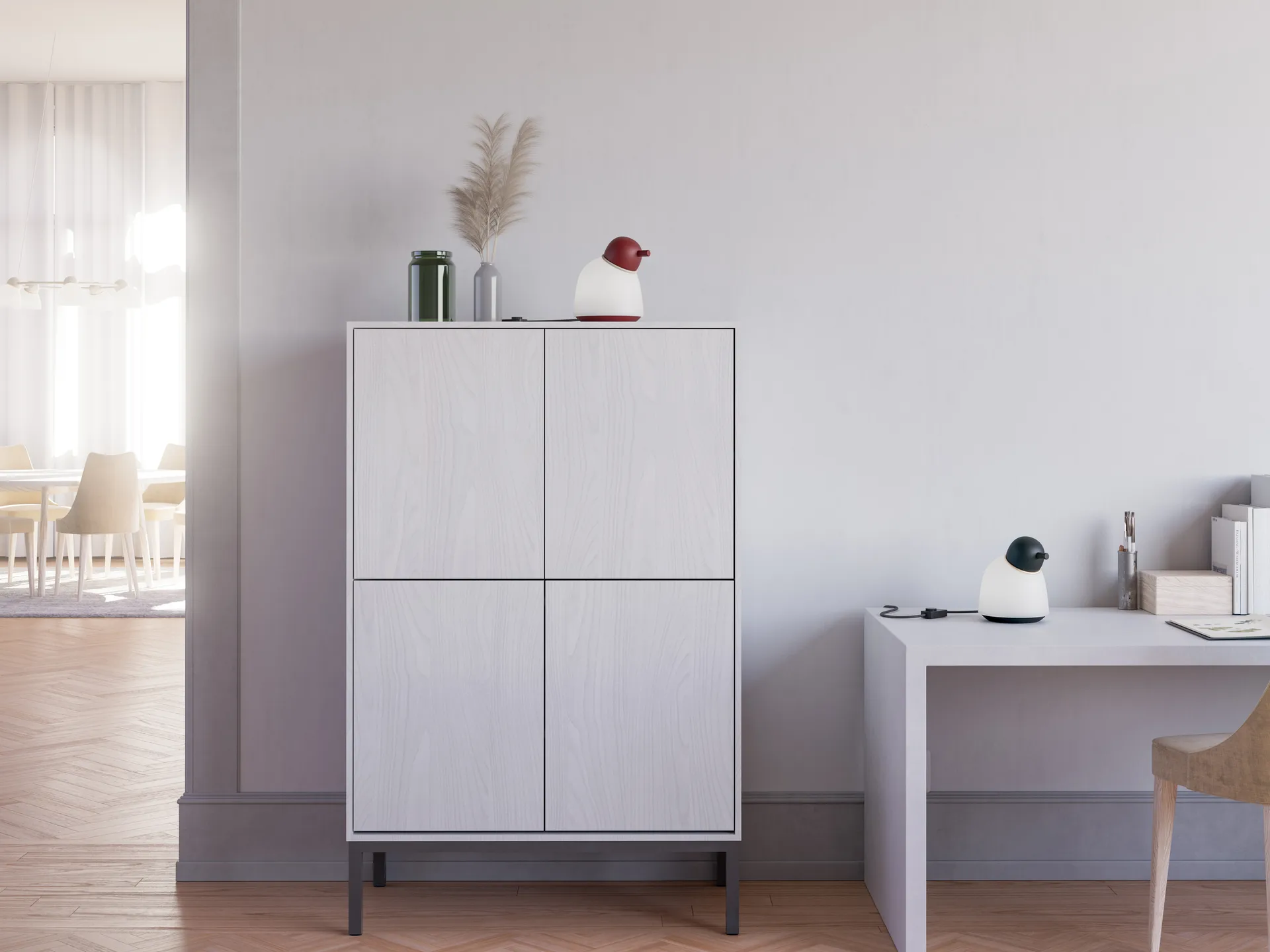 Bird bordslampa 21,5 cm, Mörkröd-sand-opalglas Belid