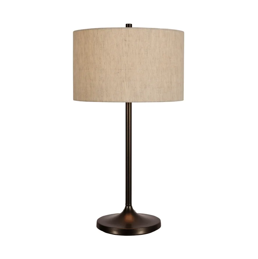 Soft bordslampa, Linne natur-metallic brons, Ø34x64 cm Belid
