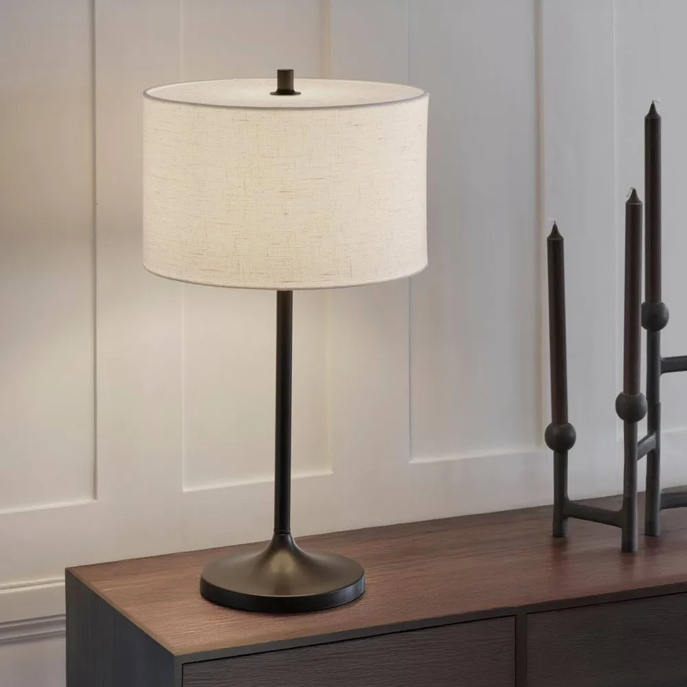 Soft bordslampa, Linne vit-metallic brons, Ø34x64 cm Belid