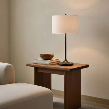 Soft bordslampa - Linne vit-metallic brons, Ø34x64 cm - Belid