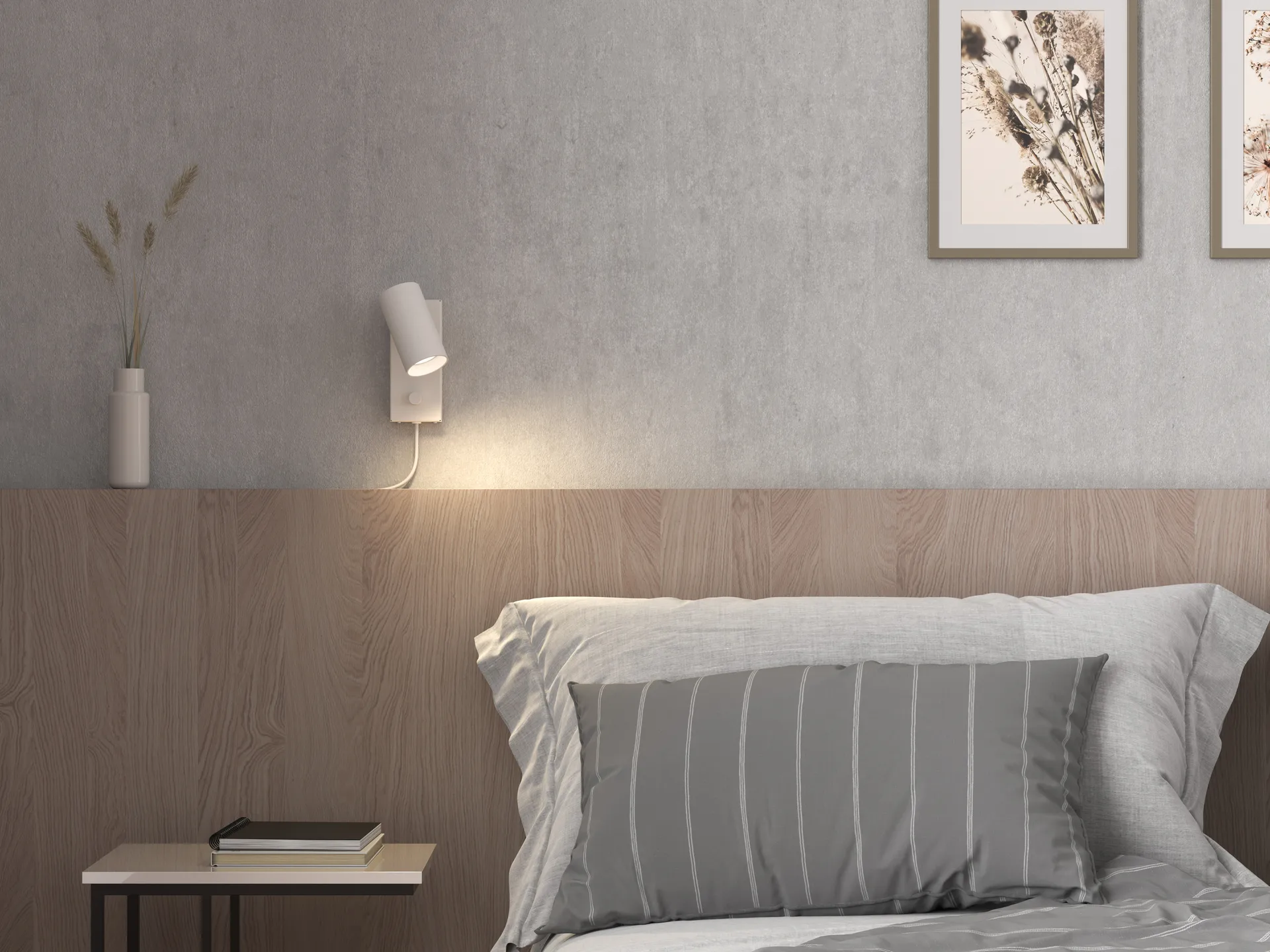 Tyson vägglampa Ø5,5 cm, Vitstruktur Belid