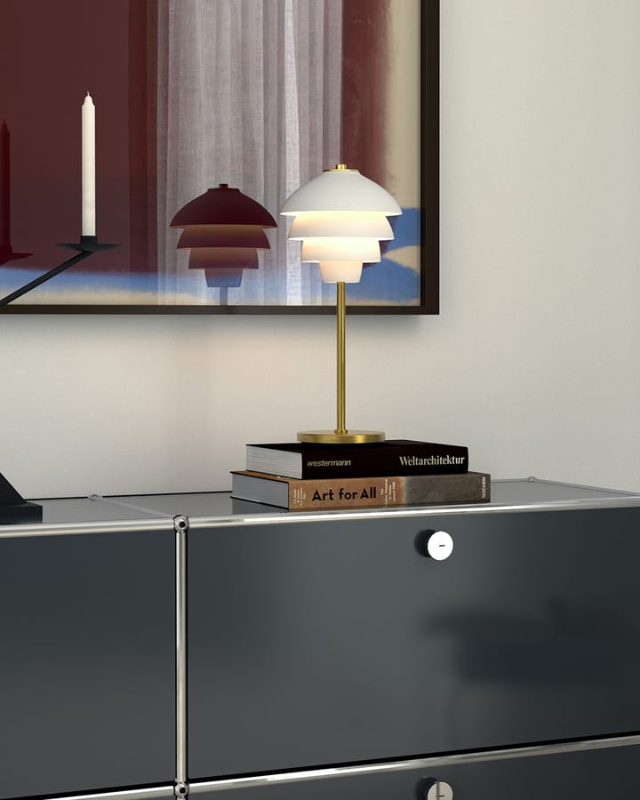 Valencia bordslampa 41 cm, Mattvit-mässing Belid