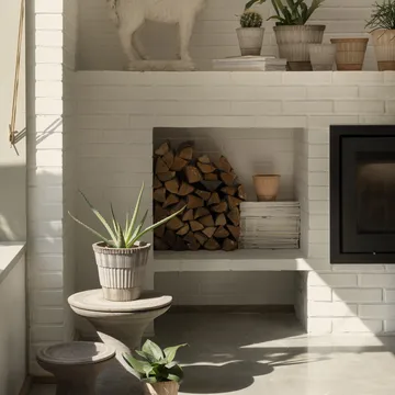 Atlas raw kruka med fat - Grey, Ø21 cm - Bergs Potter