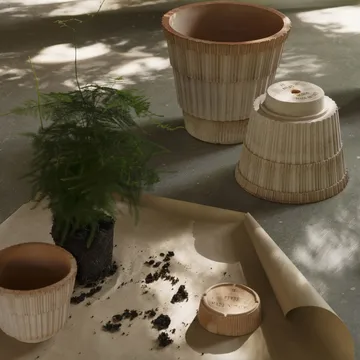 Atlas raw kruka med fat - Rosa, Ø14 cm - Bergs Potter