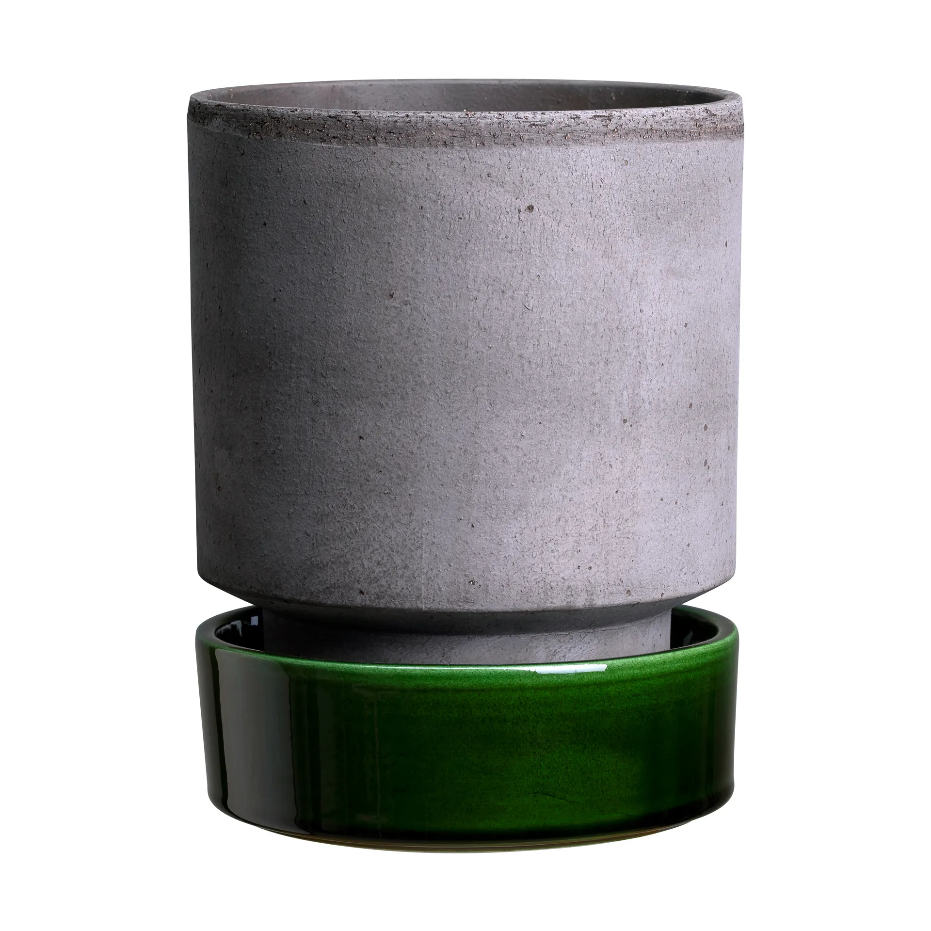 Hoff kruka, Ø14 cm, Raw Grey-Emerald Green Bergs Potter