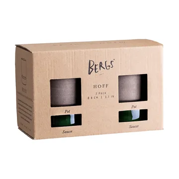 Hoff kruka 2-pack - Ø8 cm, Raw Grey-Emerald Green - Bergs Potter