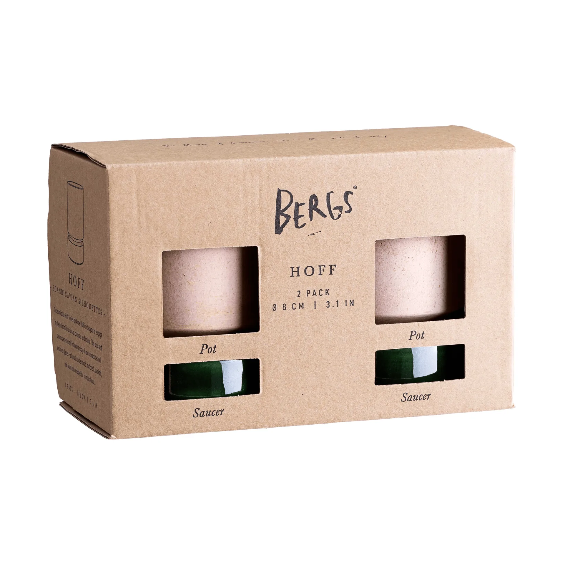 Hoff kruka 2-pack, Ø8 cm, Raw Rosa-Emerald Green Bergs Potter